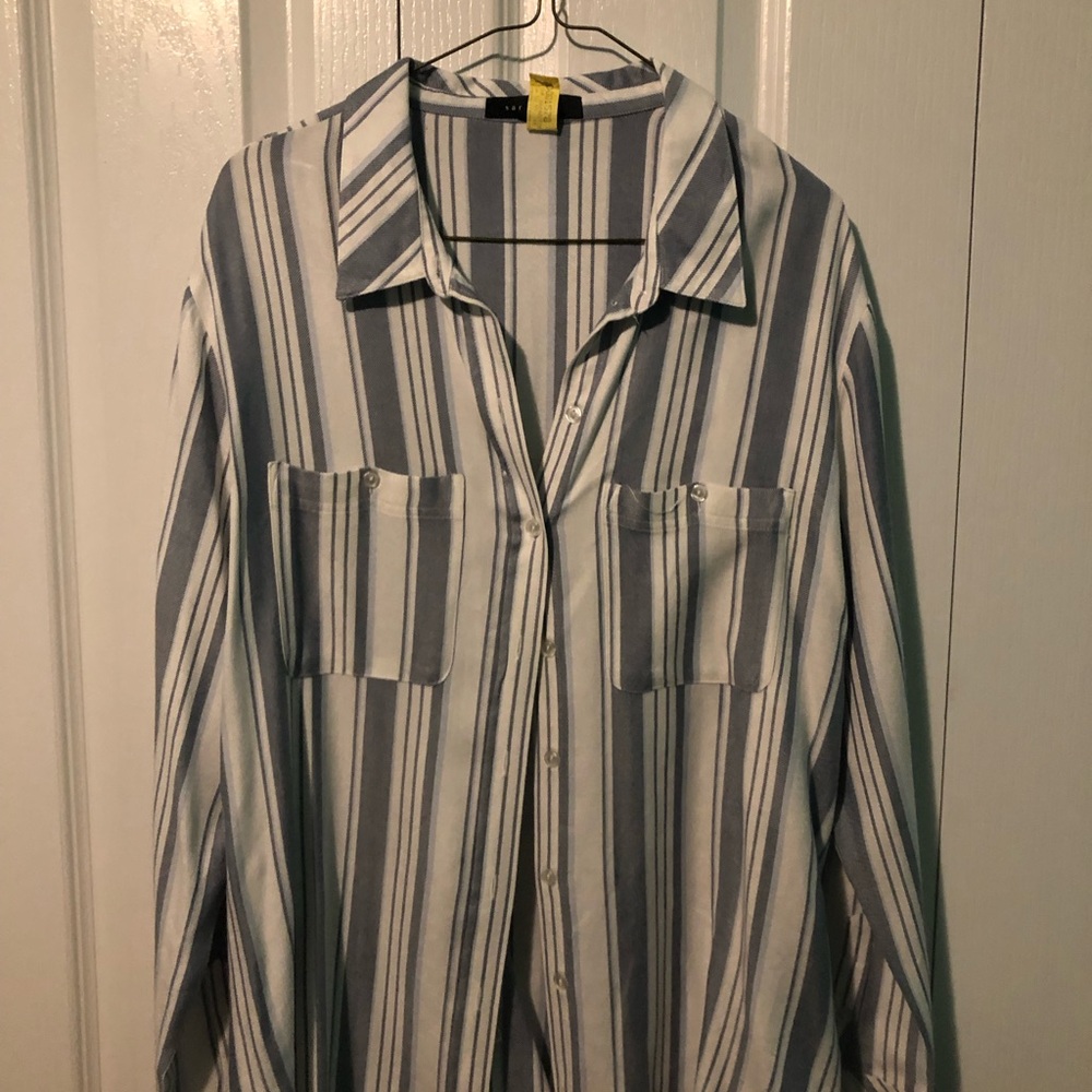 Sanctuary Blue and White Striped Shirt